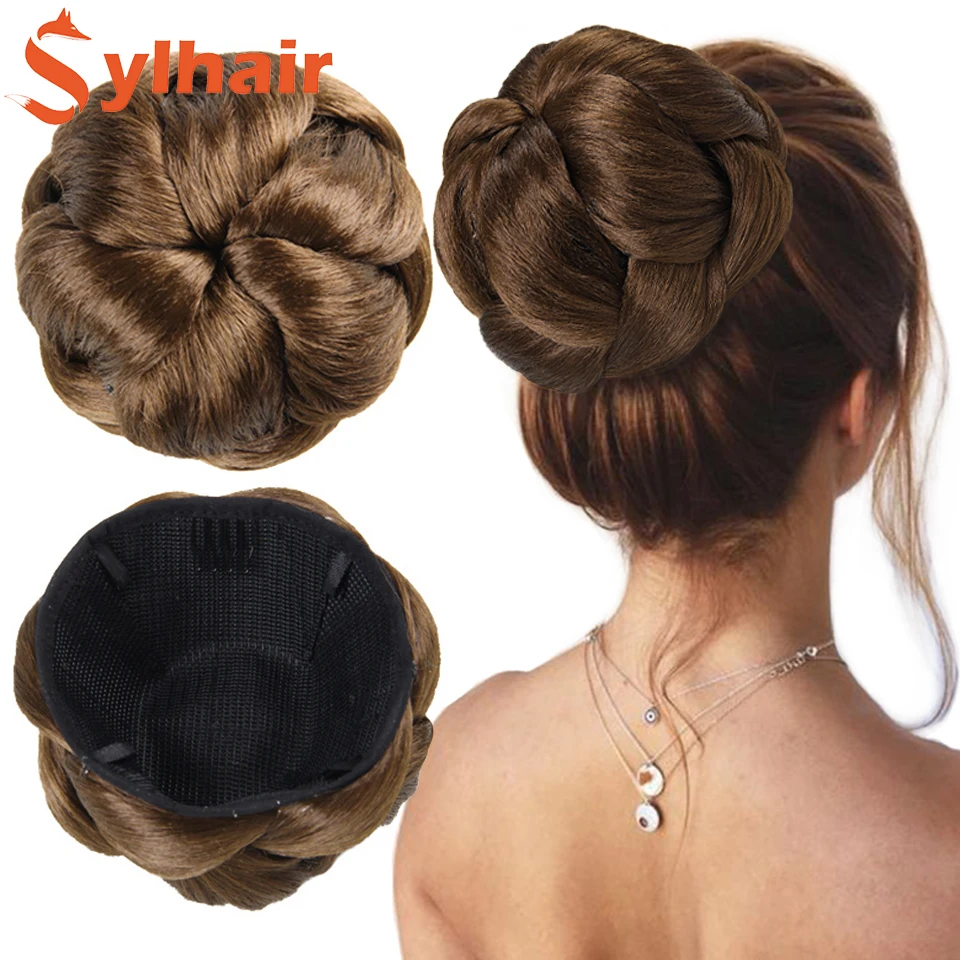 

Sylhair 3 Colors Synthetic Hair Braided Chignon Knitted Blonde Hair Bun Donut Roller Hairpieces Hairpiece Accessories for Women