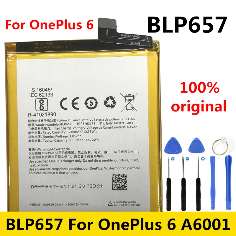 Оригинальный Новый 3300 мА/ч BLP657 для мобильного телефона OnePlus 6 шесть 1 + One Plus