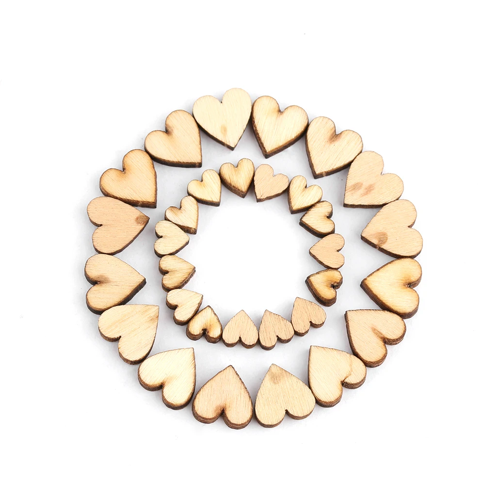 

100Pcs/Pack 6/8/10/12mm 4 Sizes Mixed Love Heart Shape Wedding Table Scatter Decor Rustic Wooden Wedding Home Decoration Buttons