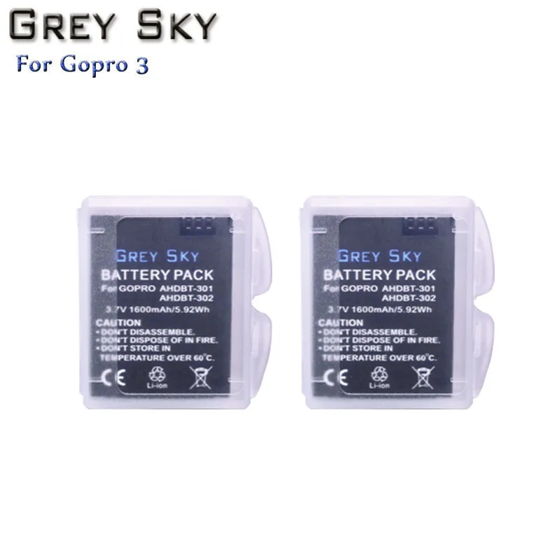 2 battery Bateria Gopro hero 3 hero 3 3+ батарея+ светодиодный 3-слоты USB зарядное устройство для GoPro hero 3 черный/серебристый/белый аксессуары для экшн-камеры - Цвет: 2 battery