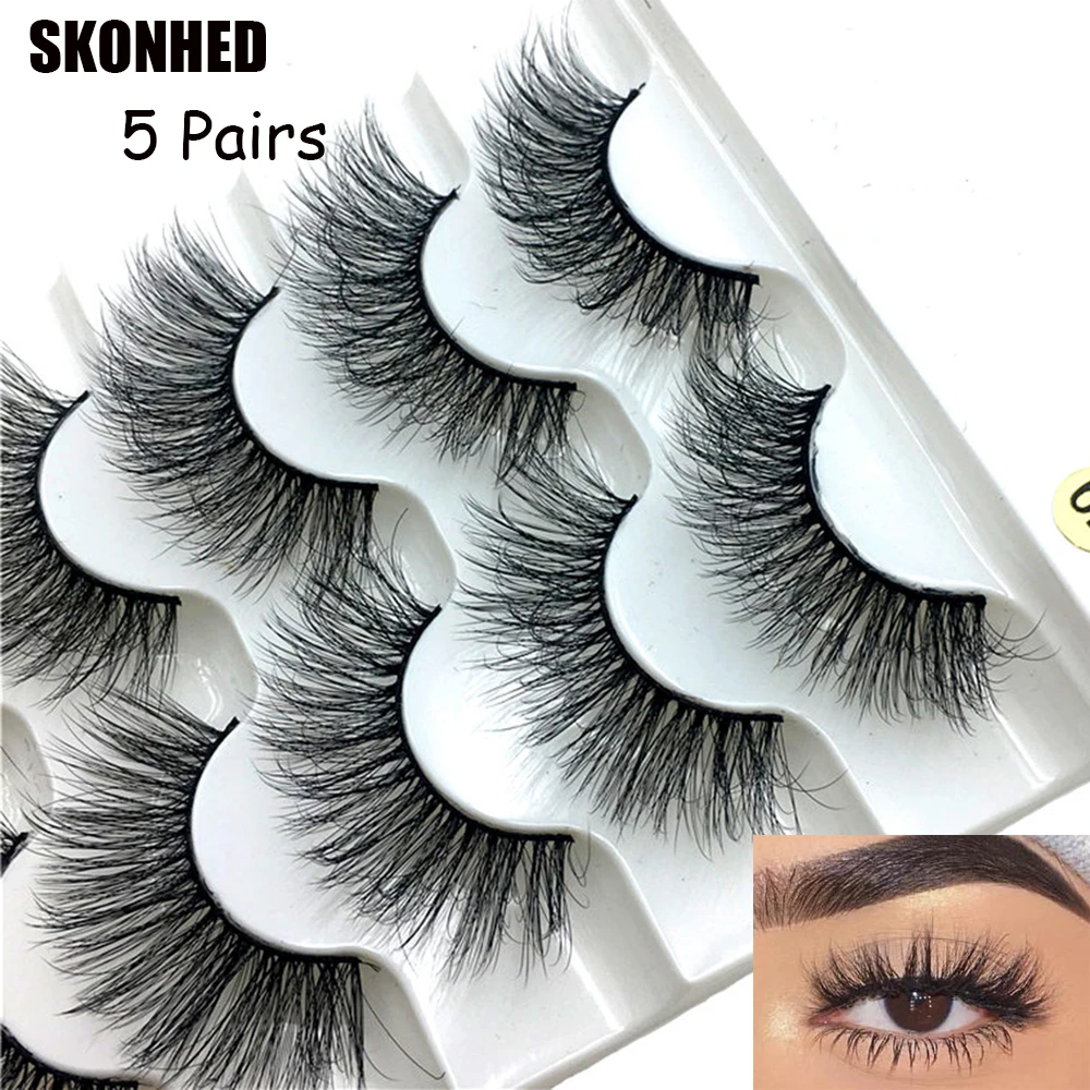 Накладные ресницы 5 пар разноцветные 5D натуральные длинные пушистые