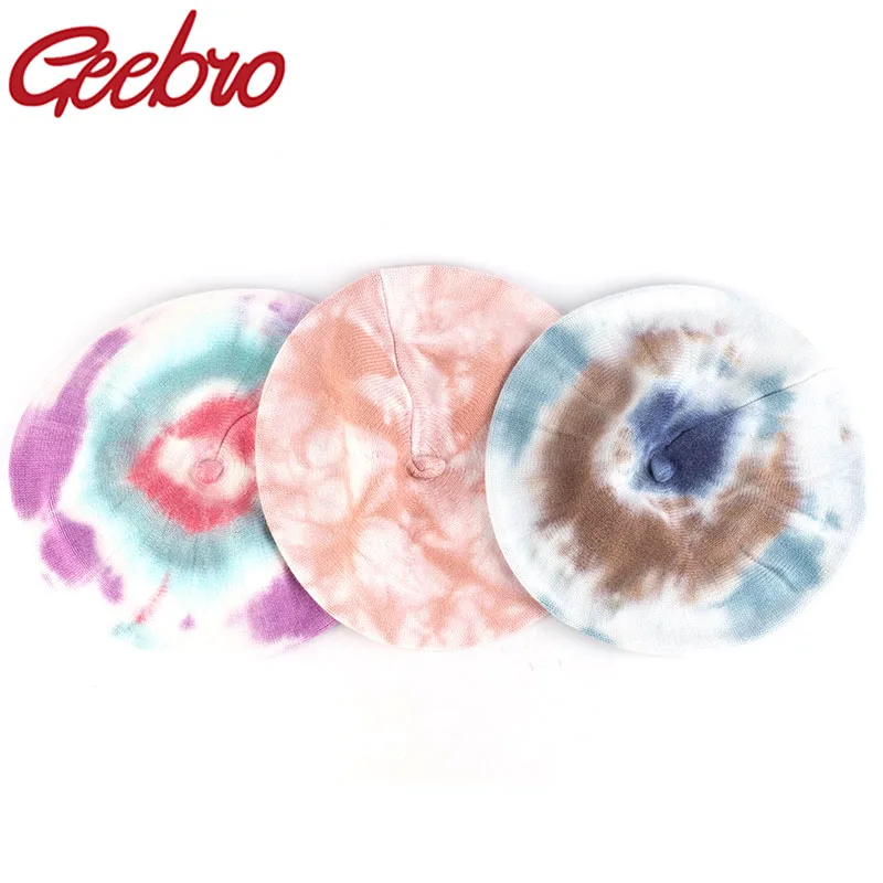 Geebro женский модный вязаный берет шапки Зимний галстук краситель с принтом