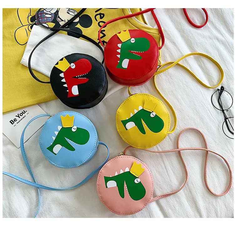 Детская мини-сумка из ПУ кожи сумка-мессенджер через плечо с милым динозавром