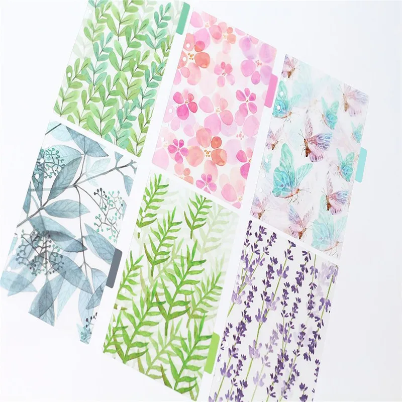 

6 шт./лот A5/A6/A7 Kawaii, спиральный разделитель для ноутбука, оригинальный полипропиленовый прозрачный цветной школьный канцелярский указатель ...