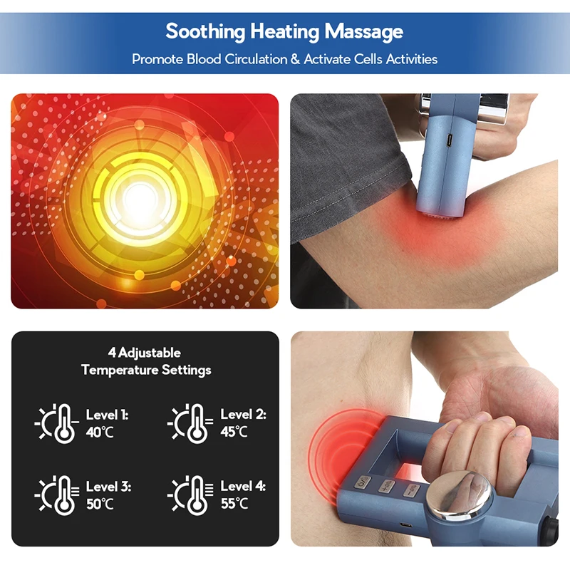 

LCD Display Heating Hot Compress Muscle Fascia Massage Gun 2 In 1 Body Relaxation Pain Relief Therapy Massager