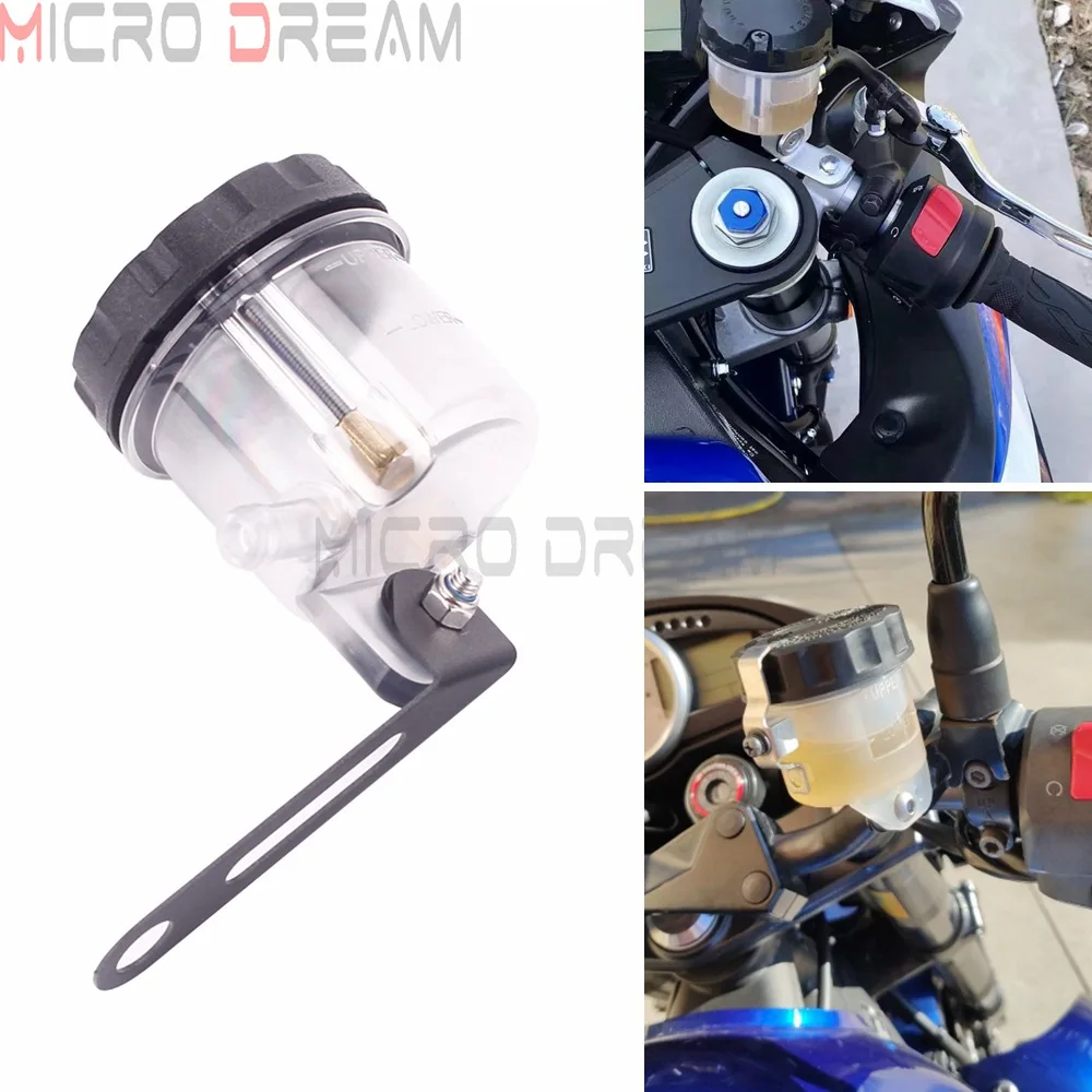 

1pc Transparent Motorbike Front Brake Fluid Reservoir Rear Master Cylinder Tank Oil Cup With Bracket For Yamaha Kawasaki Suzuki