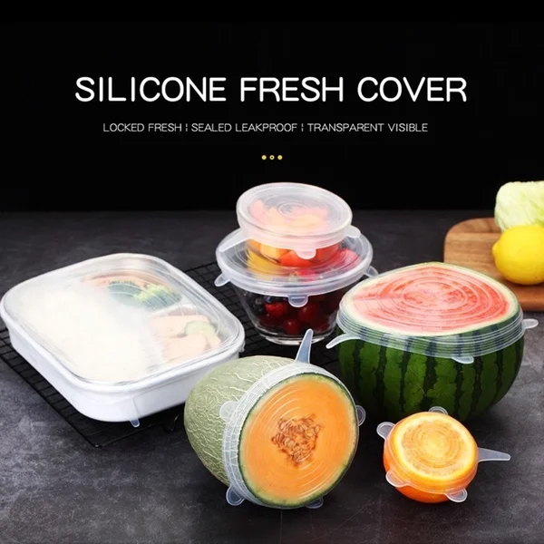 Силиконовые эластичные крышки 6 шт. сохраняющая свежесть пищевых продуктов
