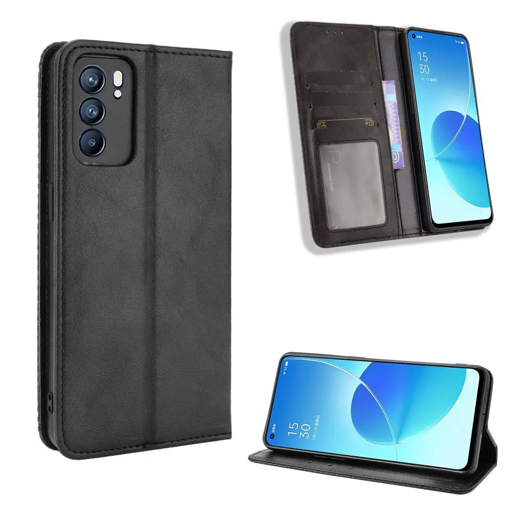 

2021 Wallet PU Leather For Oppo Reno6 Pro+ Case Magnetic Book Stand Flip Card Protective Cover