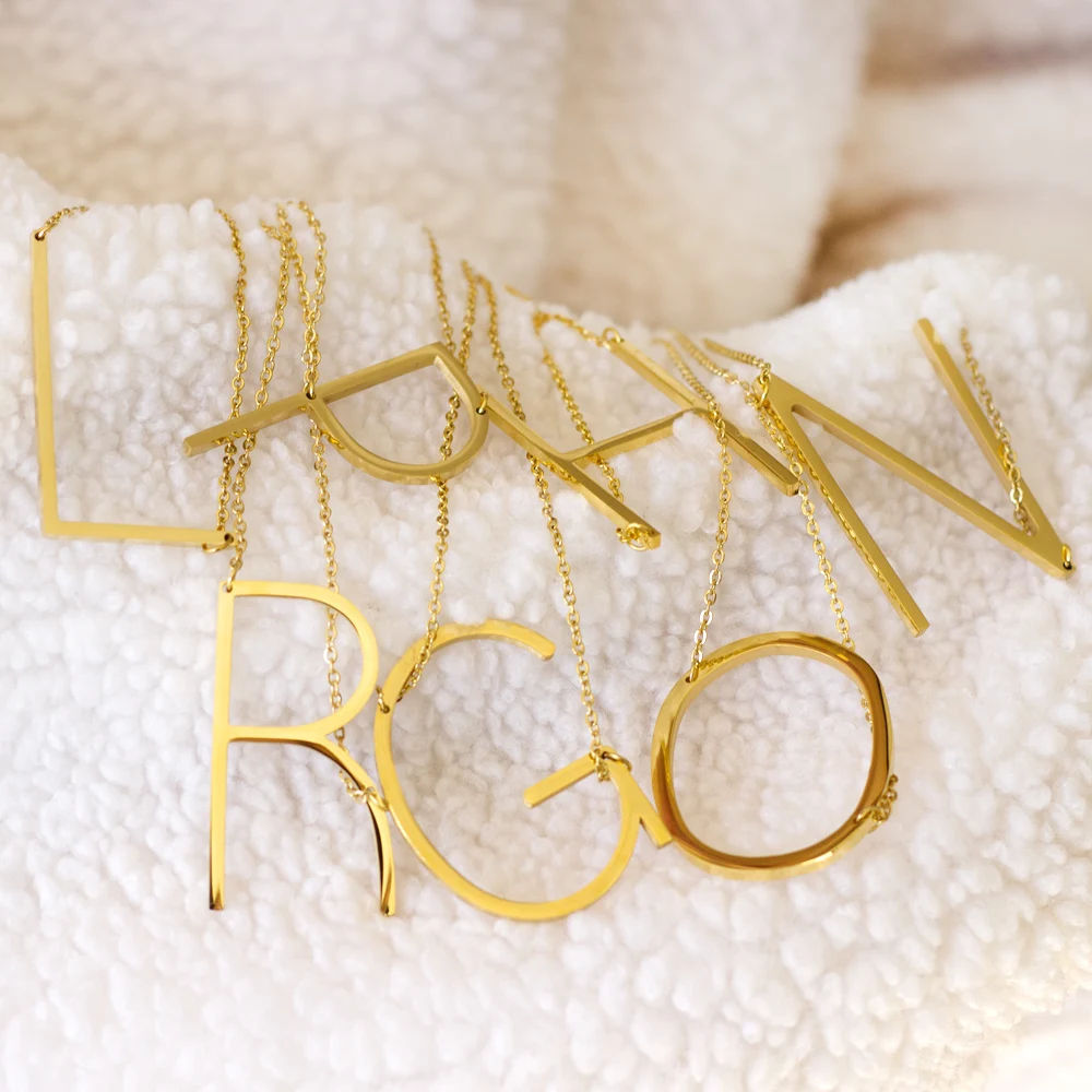 Колье-чокер женское из нержавеющей стали с подвеской в виде инициала алфавита A-Z