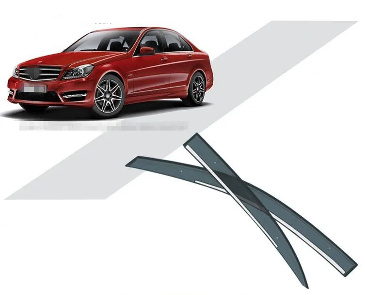 

4Pcs Luxurious Car Sun Rain Visors Wind Deflector Door Side Window Guards Trim Shield For Mercedes Benz w204 2010 Car Styling