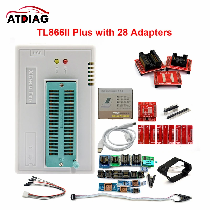 Программатор minipro V10.55 TL866II Plus с полными адаптерами ECU лучше чем TL866CS/TL866A 2021
