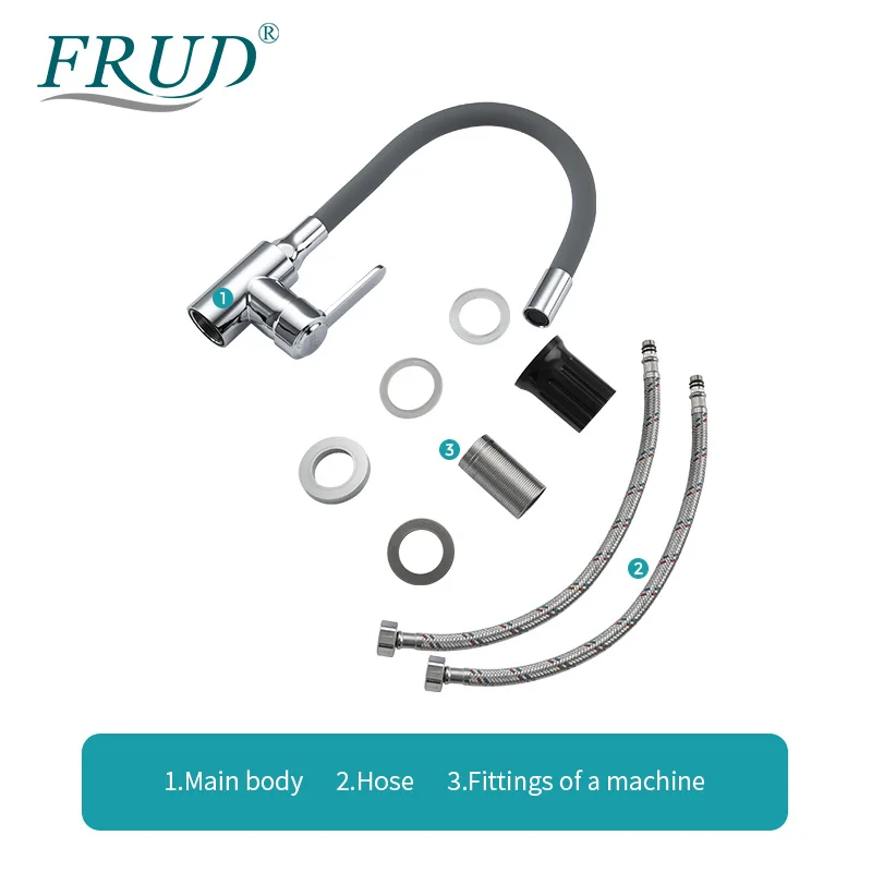 

FRUD Kitchen Faucet Stainless Steel Random Bending Foam Water Tap Rotatable Silicon Hose Hot and Cold Water Faucets
