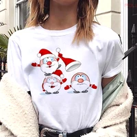 harajuku christmas deer women t shirt kawaii santa claus printed shirt loose funny plus size short sleeve female tops tee
