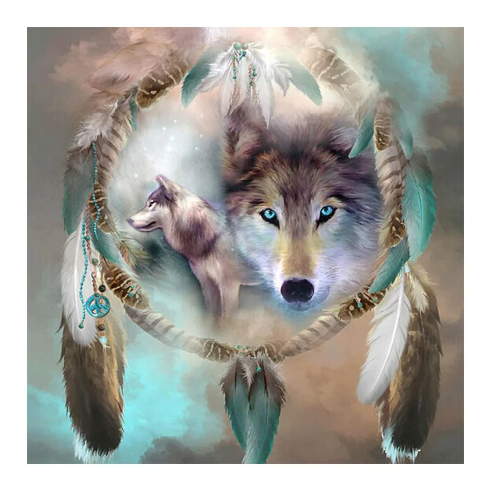 Алмазная картина украшение для дома животное волк Ловец снов Набор вышивки