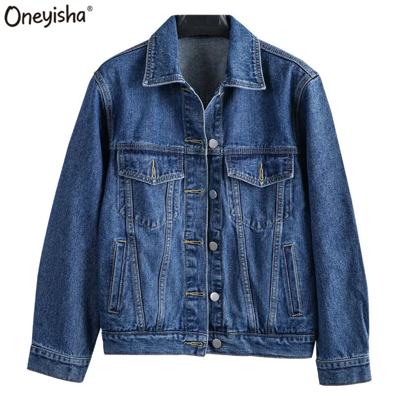 

Classic Women's Denim Jackets Vintage Loose Wash Blue Jeans Jacket Women Long Sleeve Autumn Winter Streetwear Female Outwear