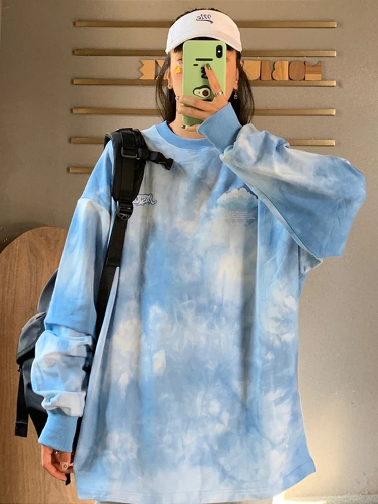 Осень/зима новый корейский стиль колледж Стиль галстук Краска Круглый вырез