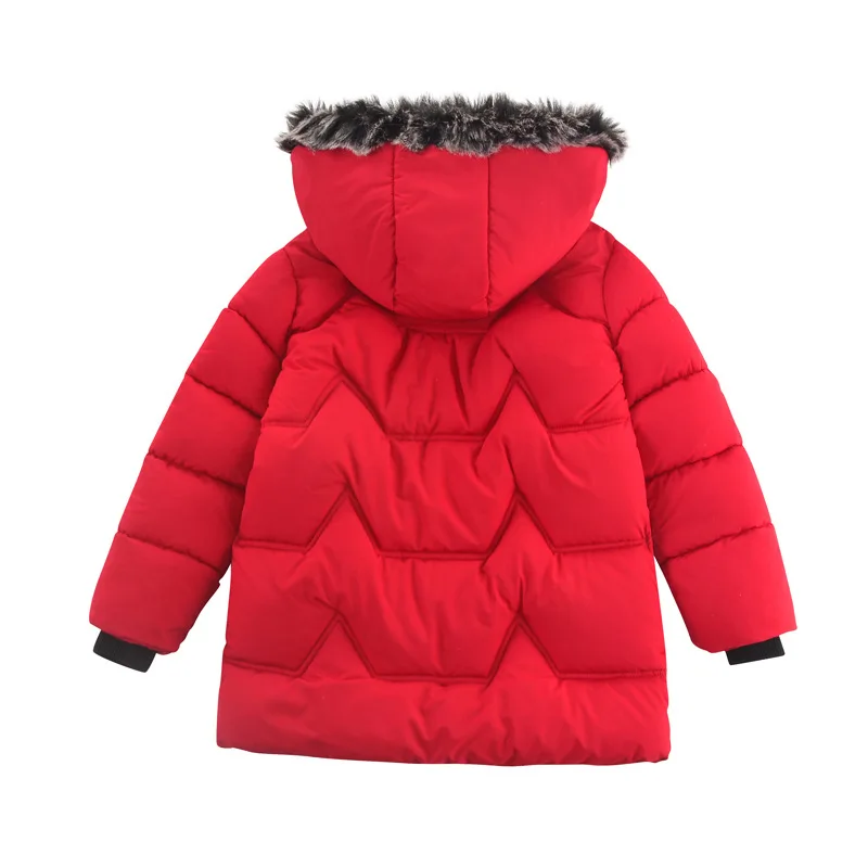 

2021 boys winter new Korean version plus velvet thick hooded down jacket, big children's high round neck warm padded jacket, tod