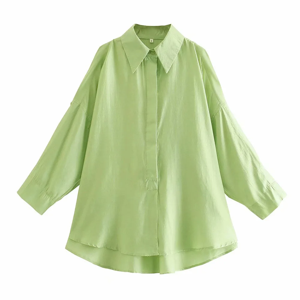 

Женская Свободная блузка ZA, летняя рубашка большого размера в Корейском стиле с двумя рукавами и вырезами, топ с пятиконечными рукавами