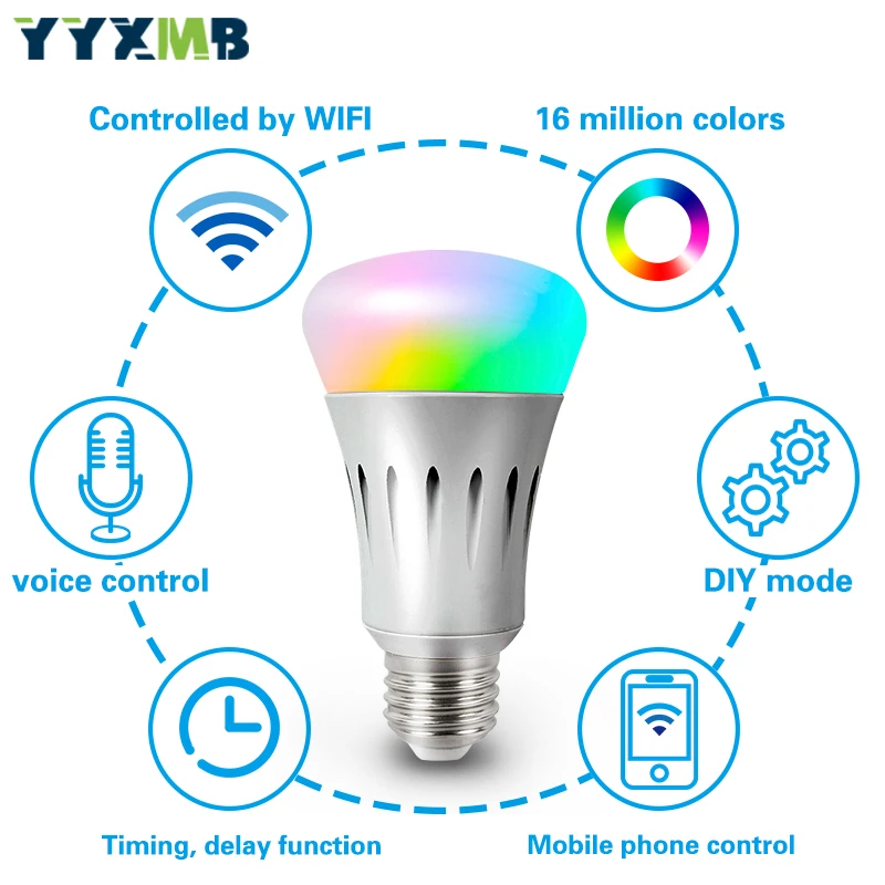 YYXMB умный Голосовое управление tuya wifi светильник RGB + WW CW с регулируемой яркостью