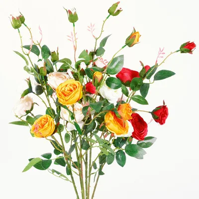 

89cm Artificial Flowers 6 Happy Roses, Home Living Room Vase Flower Arrangement, Hotel DIY, Holiday Parties, Wedding Decorations