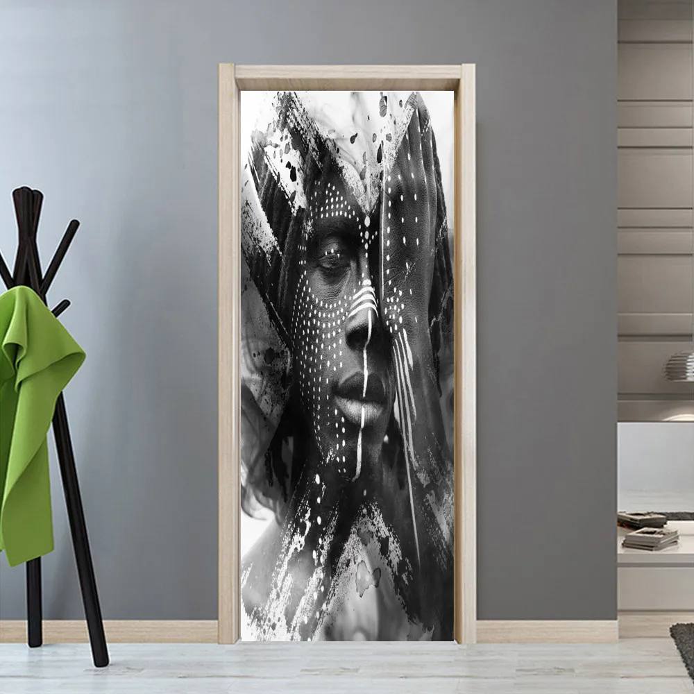 Синий абстрактный треугольник художественный постер для обновления дверей