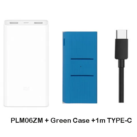 Blue Case Type -c Xiao mi power Bank 20000mAh 2C портативное зарядное устройство mi внешний аккумулятор power bank 20000 mah Поддержка QC3.0 Dual USB для мобильных телефонов - Цвет: Blue Case Type -c