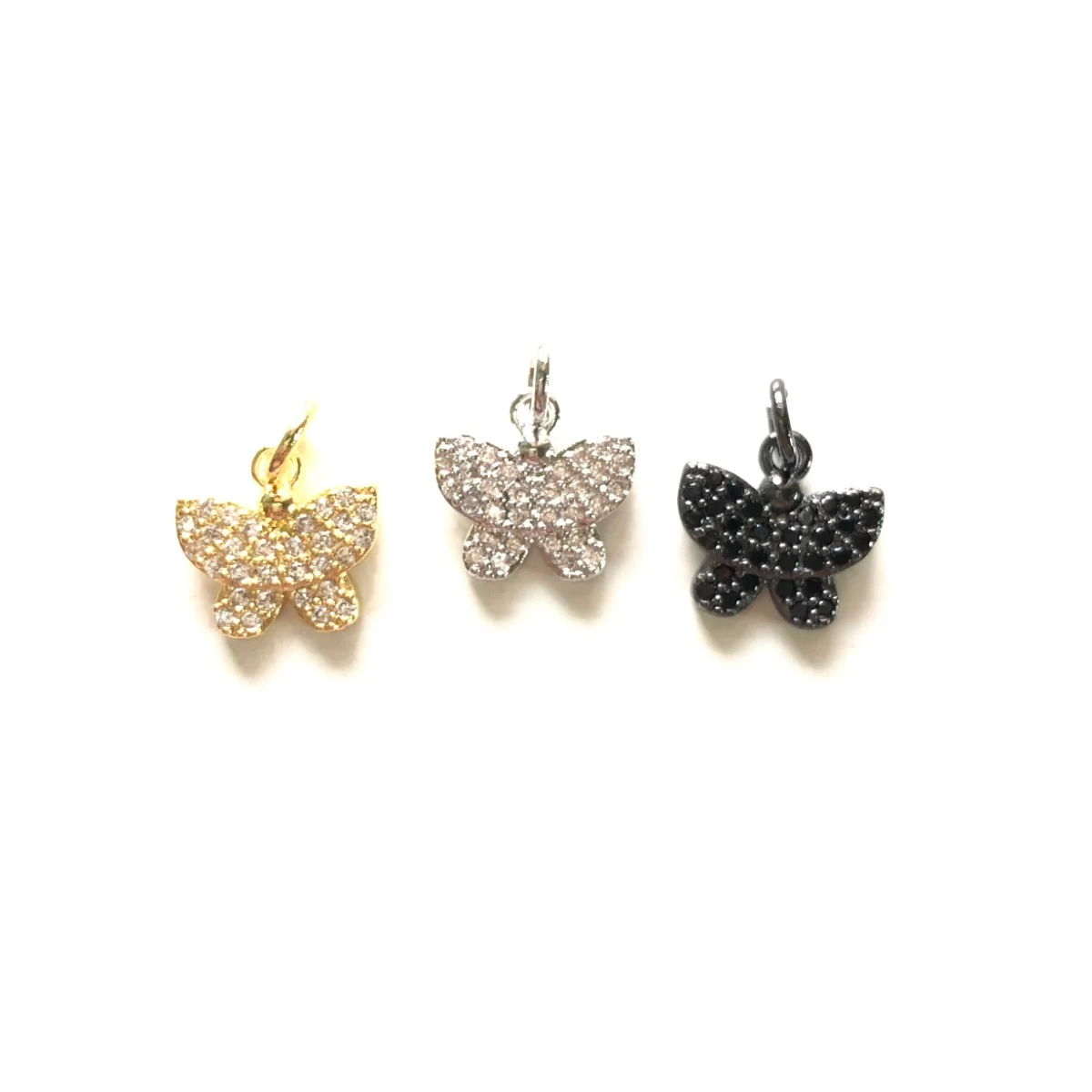 

5pcs Small Size Cute Small Butterfly Pendants Clear Black Zirconia Pave Charm for Women Jewelry Earring Bracelet Necklace Making