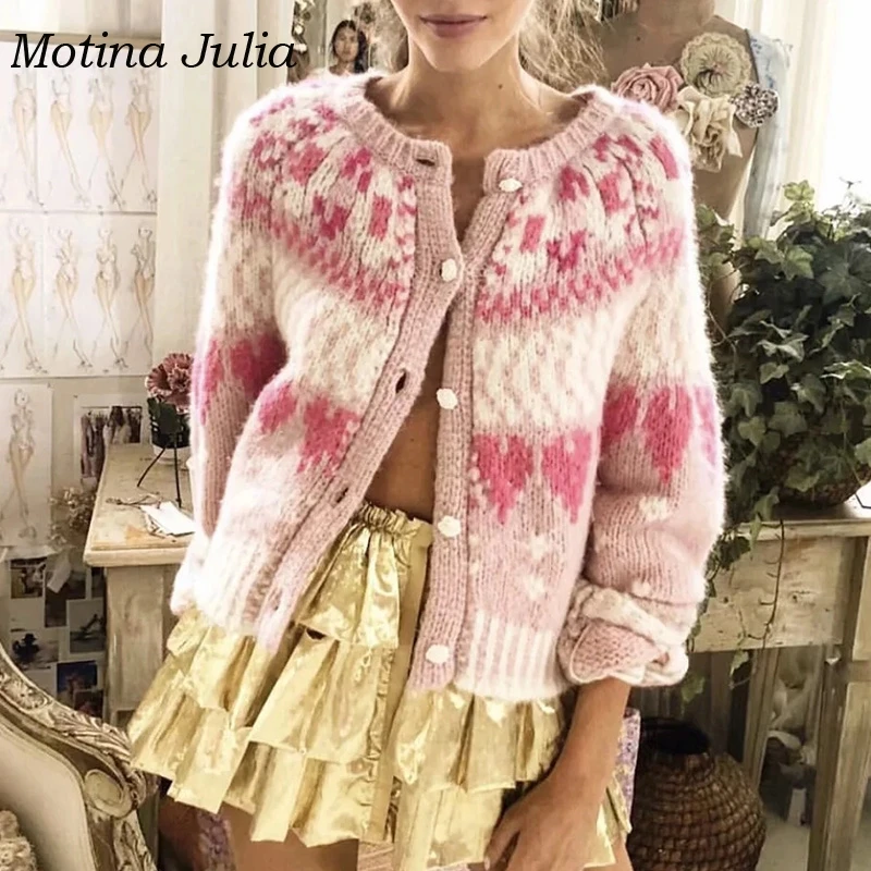 Motina Julia 2019 сексуальный вязаный свитер boho кардиган топы Женская милая трикотажная