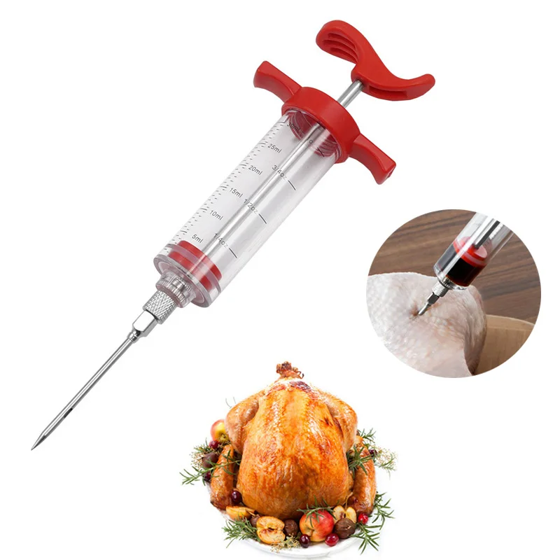 

Stainless Steel Flavor Needles BBQ Turkey Steak Meat Spice Syringe Kitchen Marinades Sauce Injector Tools Cooking Accessories