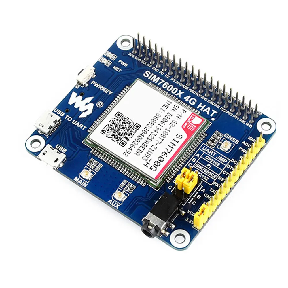 SIM7600E-H SIM7600G-H SIM7600CE 4G HAT 4G / 3G / 2G / GSM / GPRS / GNSS HAT  Raspberry Pi, LTE CAT4 SIM7600