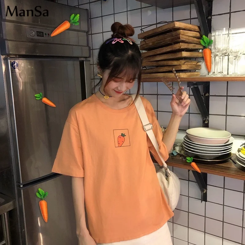 Женская футболка с коротким рукавом Корейская Футболка принтом авокадо и