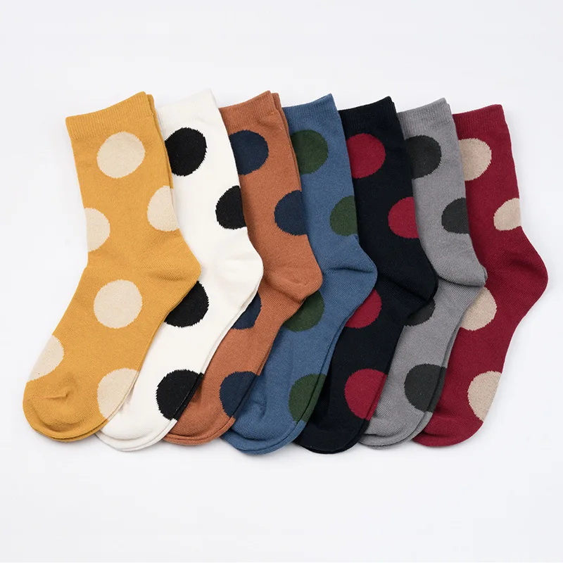 Модные осенние крупный горох хлопковые носки для женщин зимняя одежда в