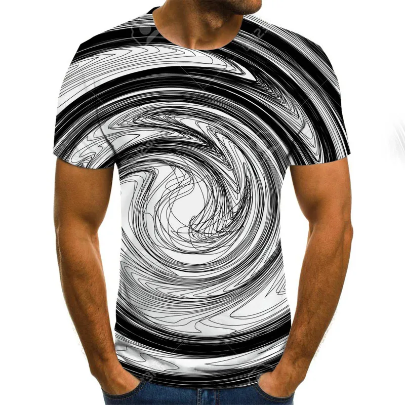 

The Latest Summer Fashion 3d T-shirt Men's Short-sleeved Casual Round Neck Oversized T-shirt Fun Rotating Street Clot Pattern