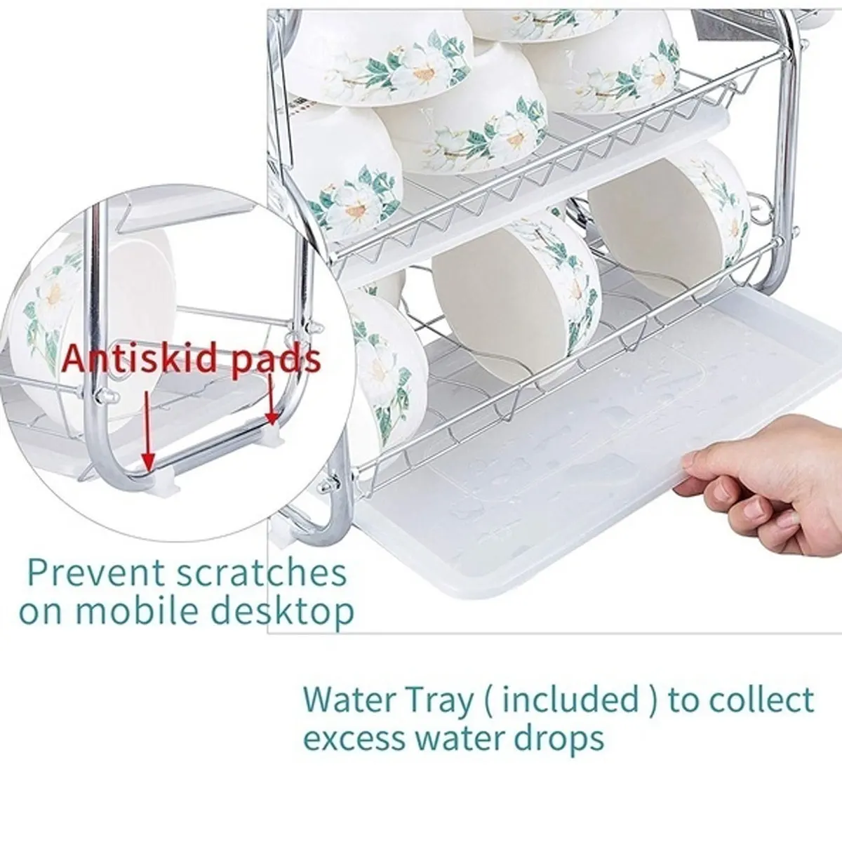 

2/3 Tier Dish Drying Rack Holder Basket Plated Iron Home Washing Holder Kitchen Sink Dish Drainer Drying Rack Organizer Shelf