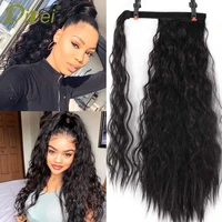 difei long curly ponytail hair extension wrap around pony tail fakehair natural black brown heat resistant hairpiece for women