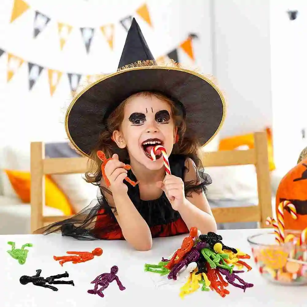 

Elastic Skull Doll Skeleton Zombie Toys Elastic Toxic Kids Children Toy Stress Relief Anti Model Funny Decoration Squeeze