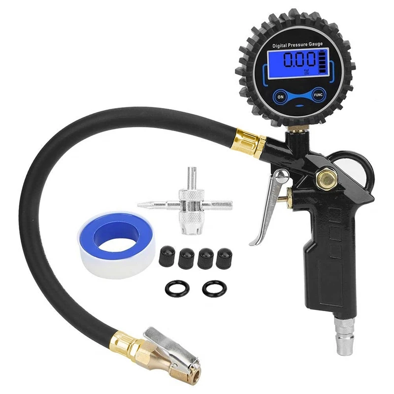 

Digital Tire Pressure Gauge, 200 PSI American Air Chuck Pressure Gauge 0.1 Display Resolution for Car, SUV, Etc