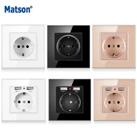 matson wall usb power socket many new style panel bedroom socketac 110v 250v 16a wall embedded double usb eu standard outlet