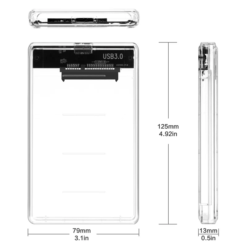 Transparent 2.5 inch HDD SSD Case Sata to USB 3.0 Adapter Free 5 Gbps Box Hard Drive Enclosure Support 2TB UASP Protocol | Компьютеры и