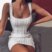 2021 european and american sexy slim white suspender sweater hip wrap skirt in early autumn
