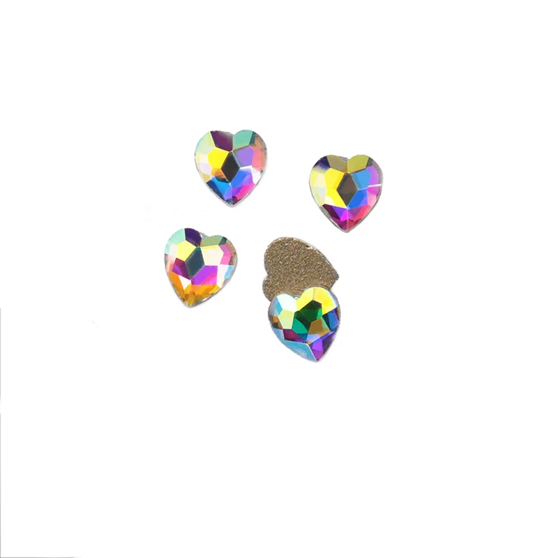 Heart 5mm 30pcs Golden Back AB Color Flatbacks No-Hotfix Rhinestones CRYSTAL Nail Art Crystal Flat Back Rhinestones For Nails - Цвет: Heart 5mm