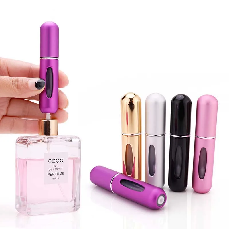 

5ml refillable mini perfume spray bottle aluminum portable spray atomizer for cosmetics, travel container perfume bottle