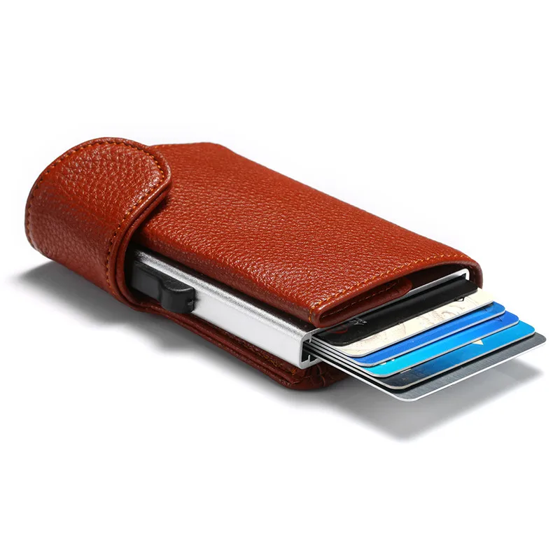 ZOVYVOL Rfid умный мужской карт-Холдер, кошелек, сумка для денег, Мужской винтажный черный кошелек, маленький волшебный мини тонкий кошелек, тонкий кошелек - Цвет: Brown BSD03