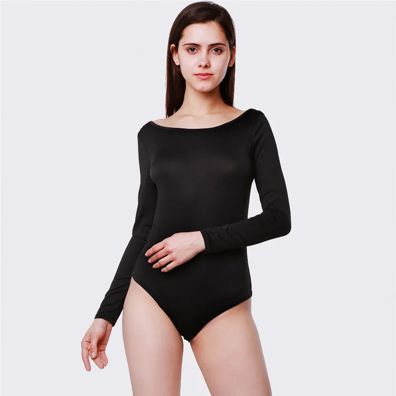 

Женское сексуальное элегантное однотонное боди с открытой спиной, Осенний модный сексуальный облегающий женский комбинезон с круглым выре...