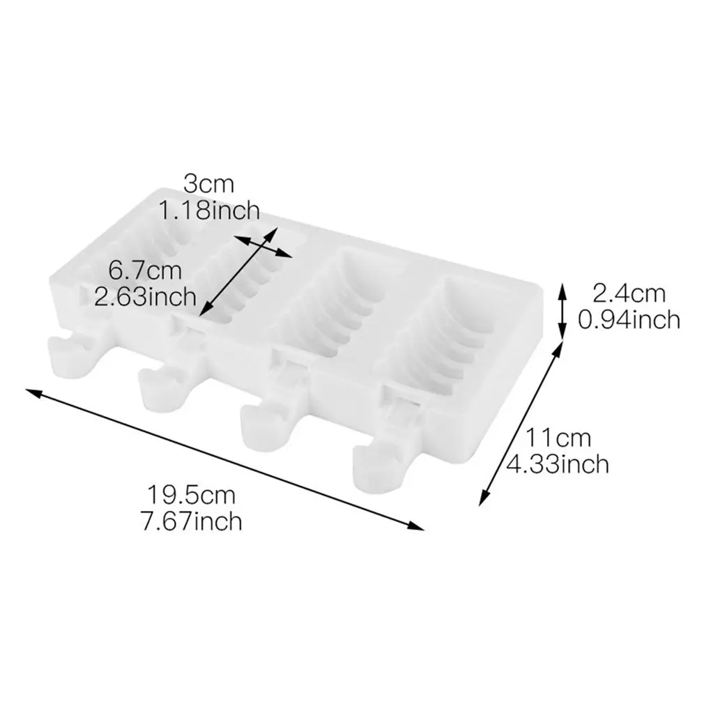 

4 Cavity Ice Cream Mold Popsicle Silicone Molds DIY Homemade Fruit Juice Dessert Ice Pop Lolly Tray Mould Candied Haws