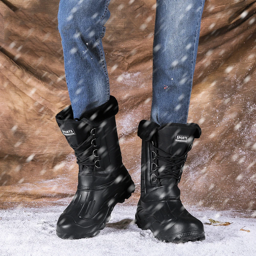 Мужские зимние ботинки с толстым плюшем теплые камуфляжные водонепроницаемые