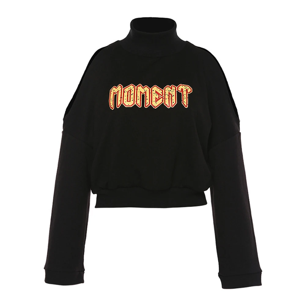 Модный женский осенний пуловер с буквенным принтом длинным рукавом высоким