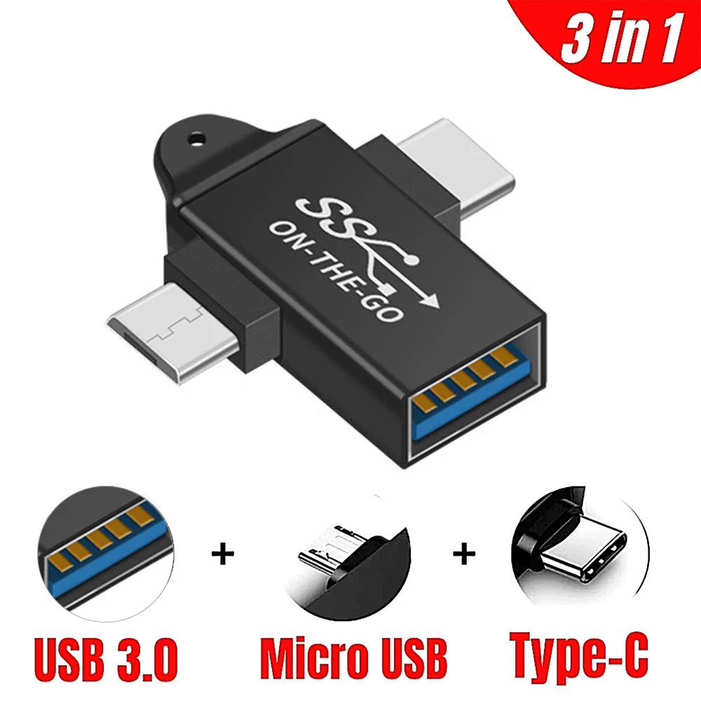 2-in-1 Micro USB Type-C OTG Adapter For Android Huawei USB 3.1 Data Transmit Converters For Laptop Tablet Hard Disk Drive Phone