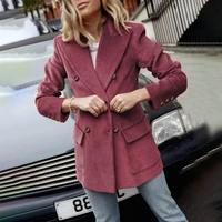 winter womens corduroy blazers jackets zanzea 2021 autumn double breasted pockets outerwear vintage solid thin coats