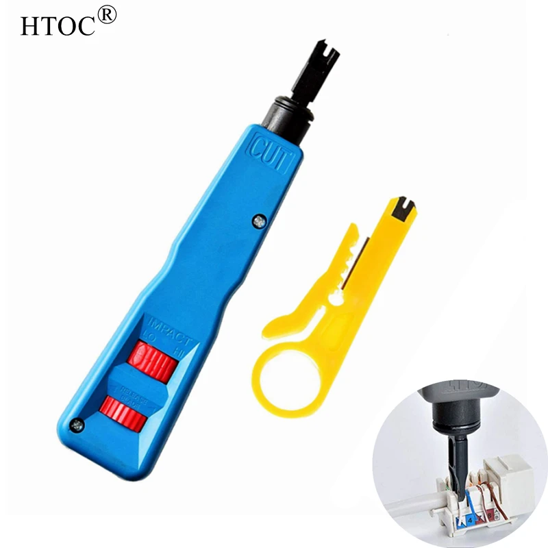 Htoc Perfurador para Baixo Kit de Ferramentas com 110 bk Lâmina Rede Fio Stripper para Rj11 Rj45 Cabo Rede Linha Telefone Computador Utp Crimper Ferramentas de rede